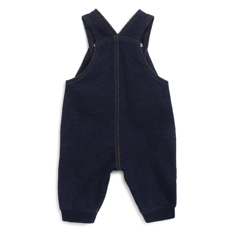 Boys Dark Blue Printed Long Dungaree image number 1
